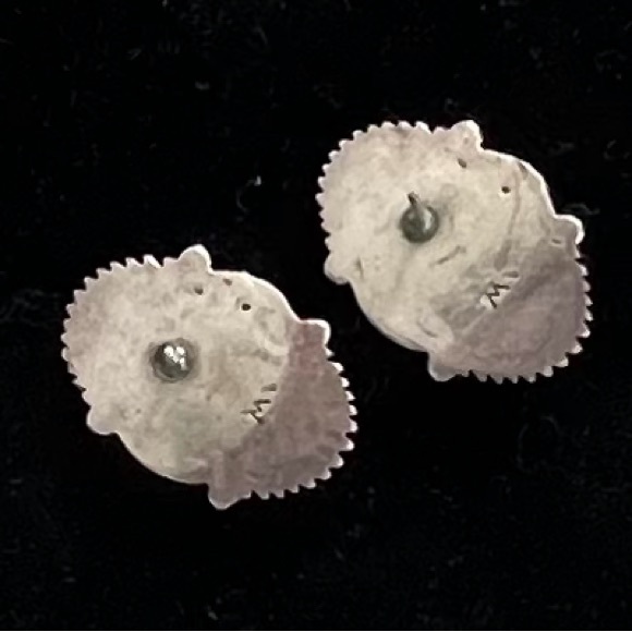 Sterling Silver Turquoise Post Earrings | Southwest Native Style | Signed - Picture 5 of 5